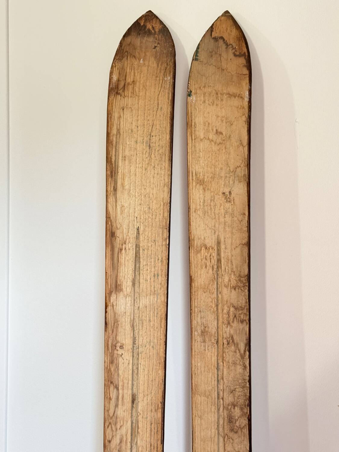 Old vintage wooden ski