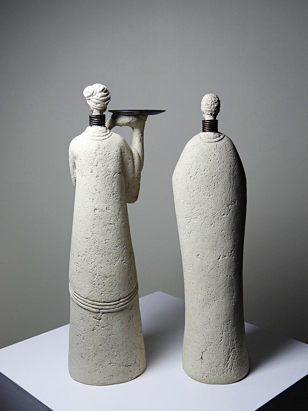 Pair of candlesticks "Akwe Priestesses" contemporary African Holländer style