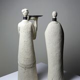Pair of candlesticks "Akwe Priestesses" contemporary African Holländer style