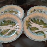 4 assiettes asperges barbotine