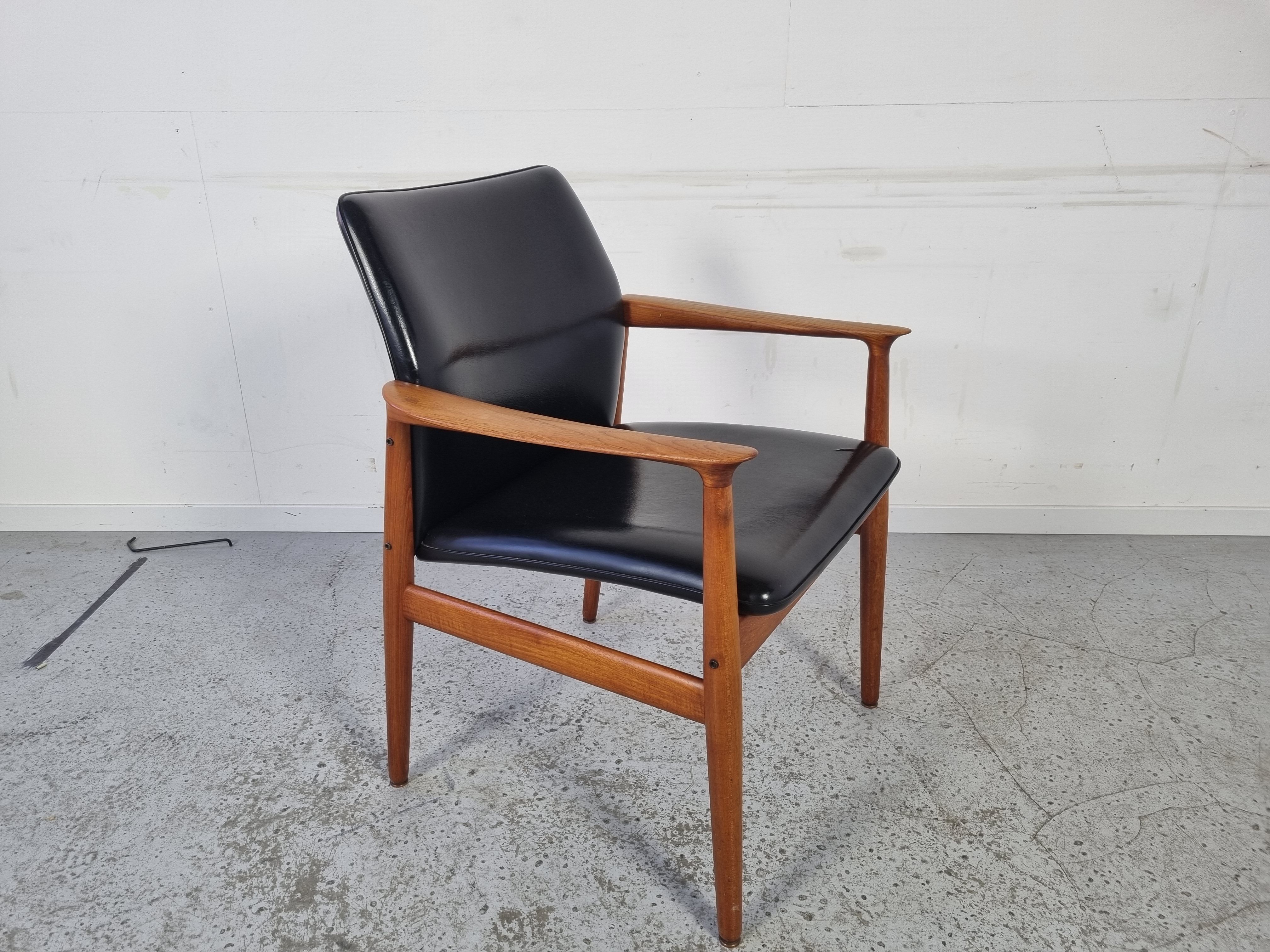 Teak and Skai office chair from Grete Jalk for Glostrup, 60s