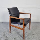 Teak and Skai office chair from Grete Jalk for Glostrup, 60s