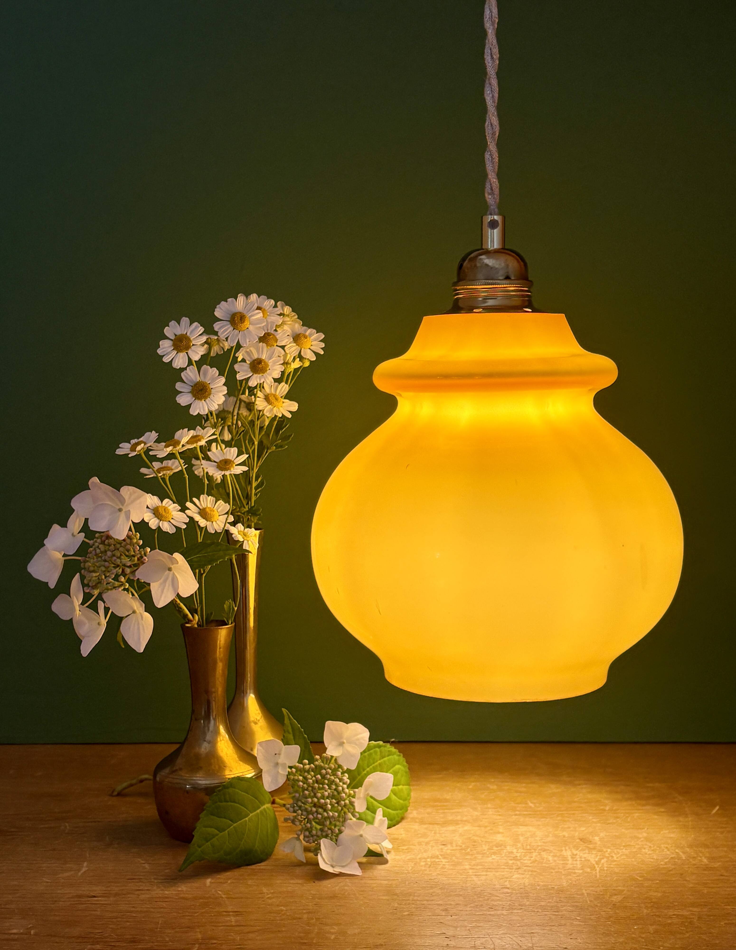 Vintage orange opaline suspension globe