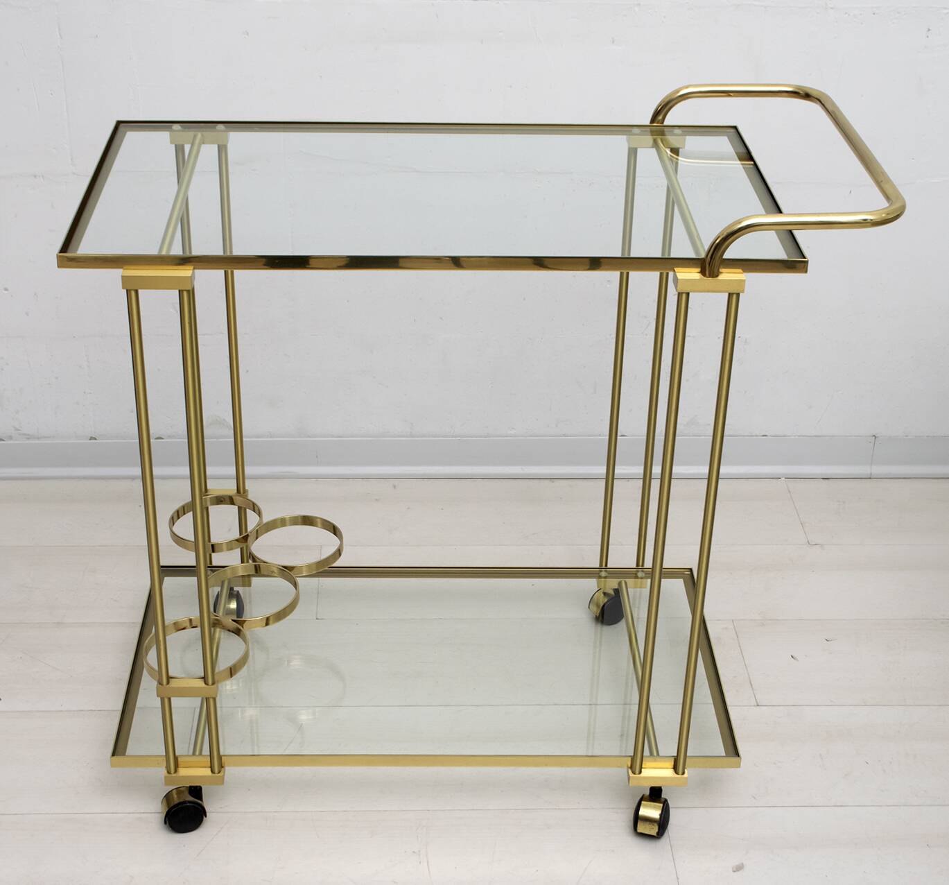 Mid-Century Modern Italian Brass Bar Cart, 1970s