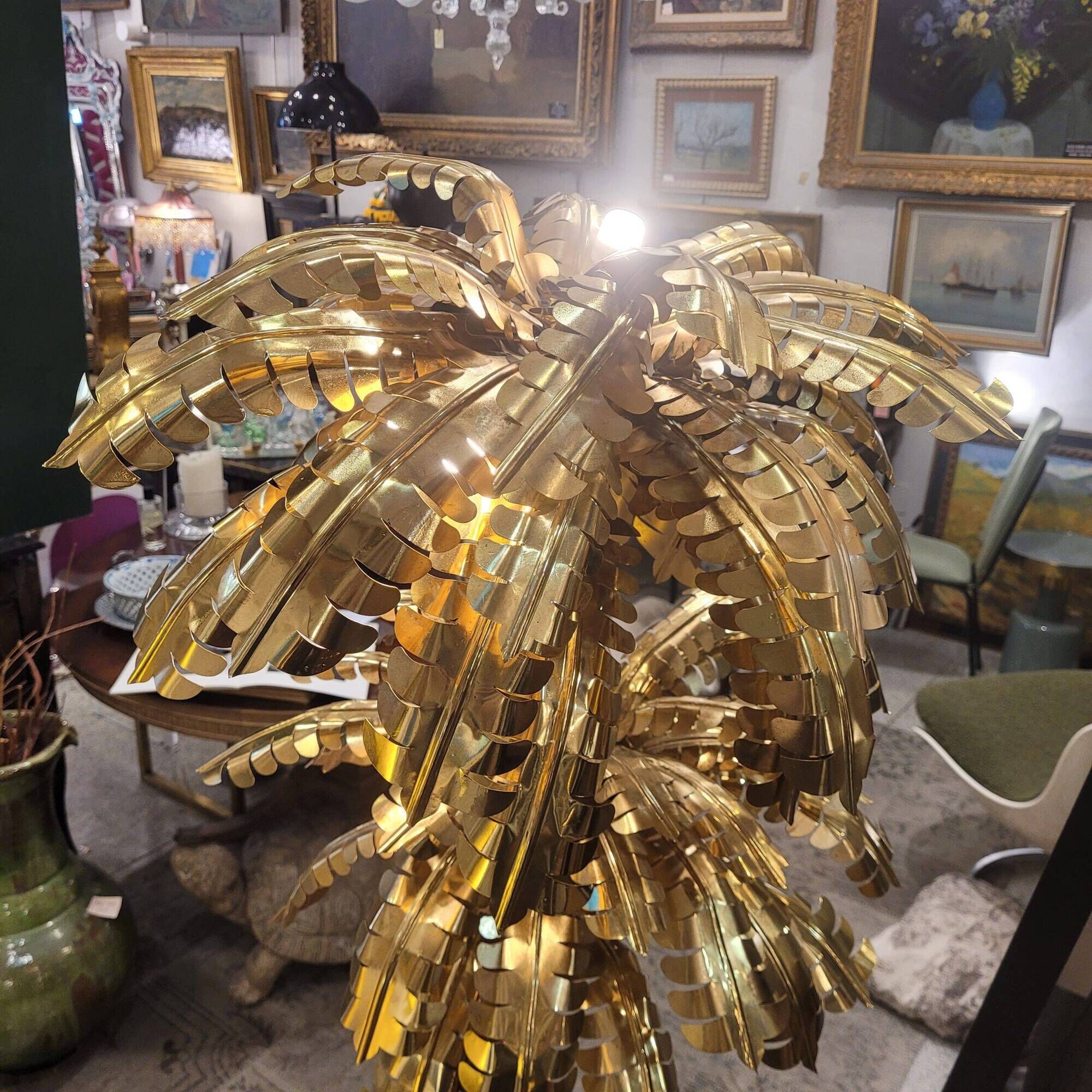 "Palm Trees" floor lamp, Christian Techoueyres for Maison Jansen, gilded brass, 1970s – France