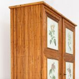 Split bamboo cabinet and engravings under glass 1960