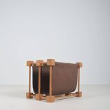 Double magazine holder in wood with linen, 1960s