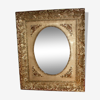 Mirror in medallion, gilded Napoleon lll period