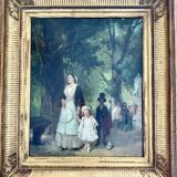 Oil on canvas The walk by Ludwig KNAUS (1829-1910)