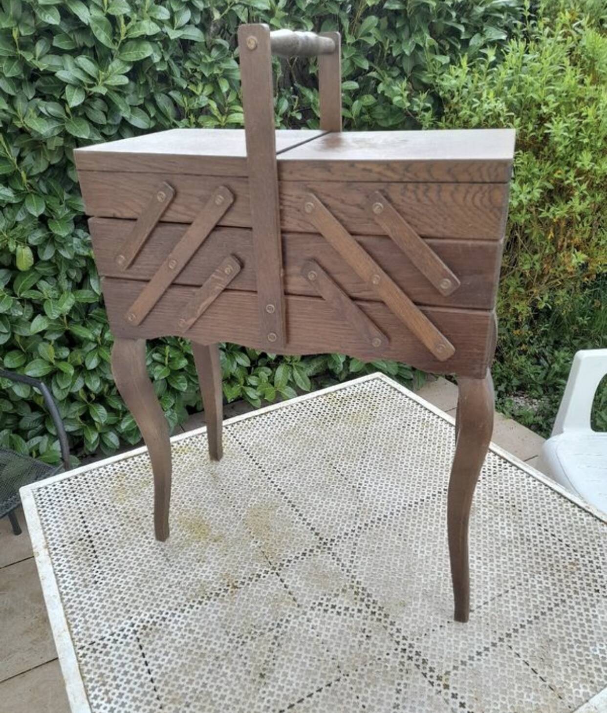 Old sewing box worker knitting work