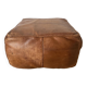 Pouf en cuir vintage carré