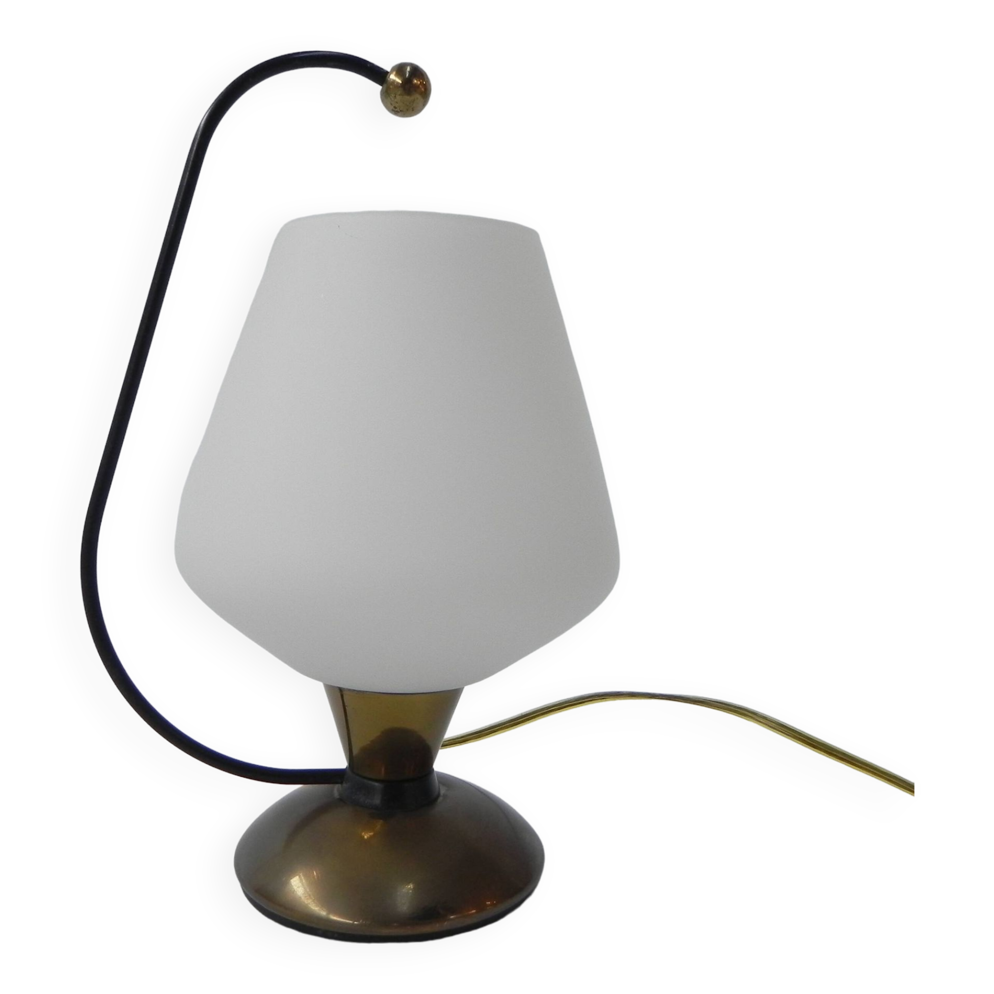 Vintage desk lamp with white glass shade