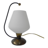Vintage desk lamp with white glass shade