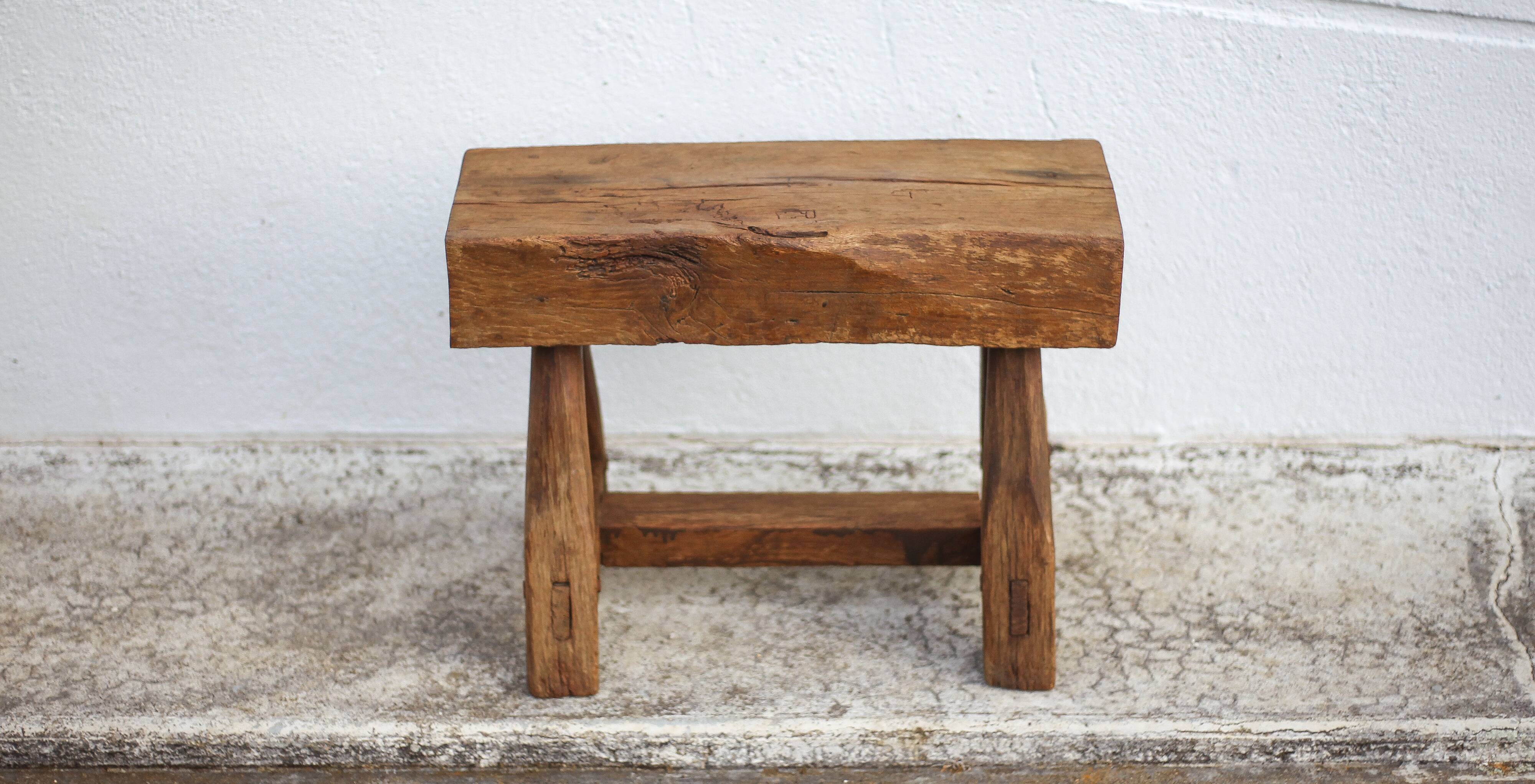 Vintage stool, wooden stool, antique stool, plant stand, small bench