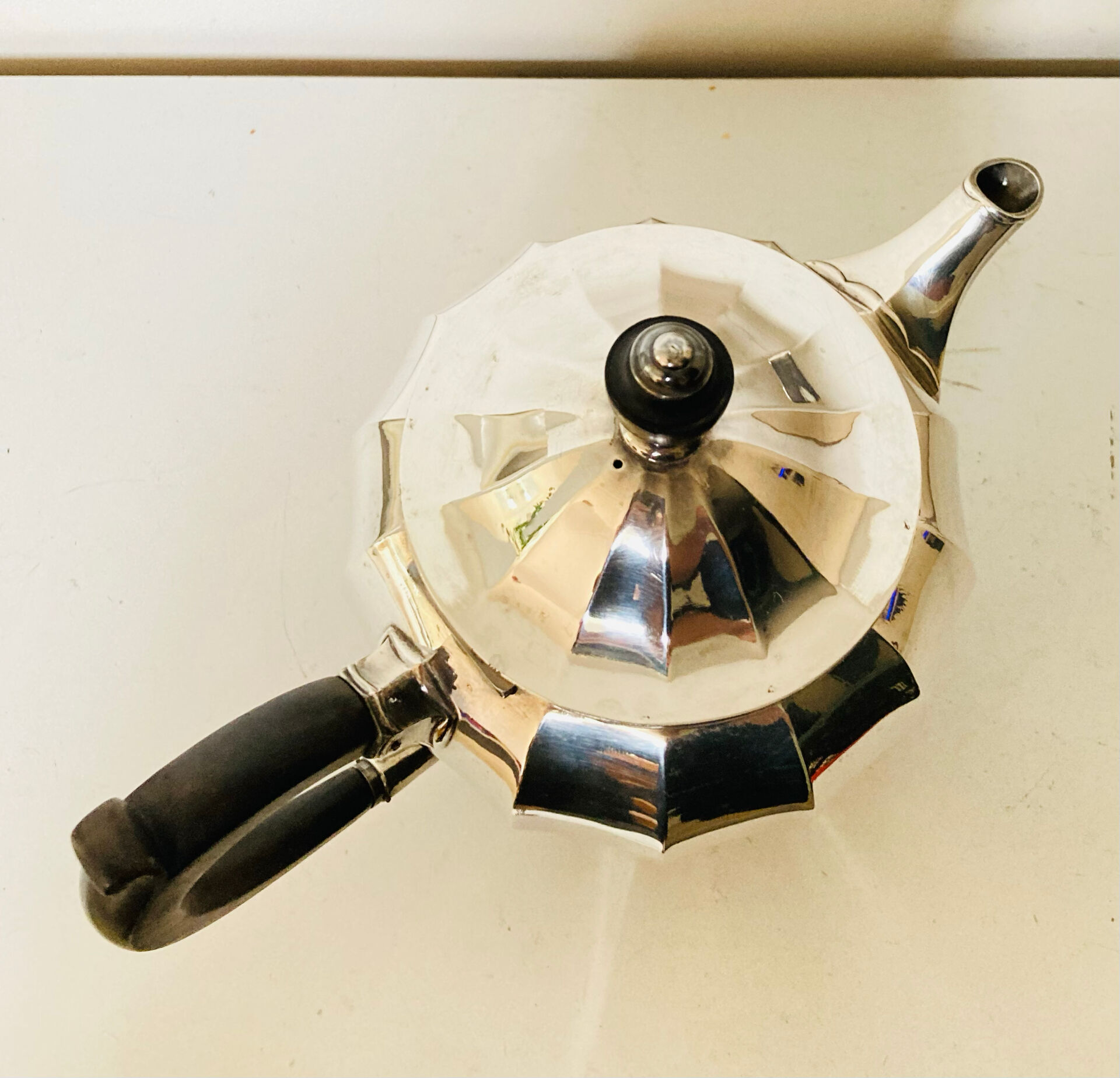 Art Deco teapot CHRISTOFLE early 20th century in silver-plated metal with hallmark