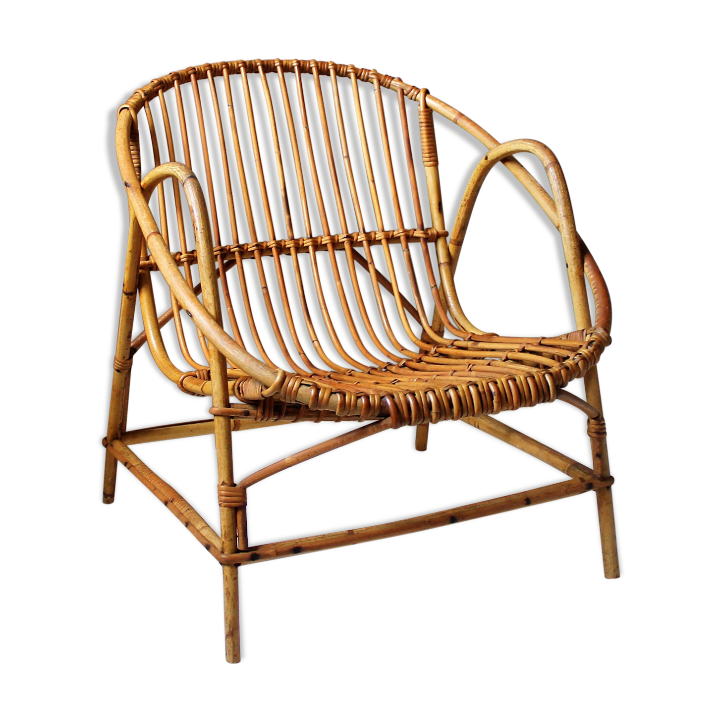 Pair of vintage rattan armchairs