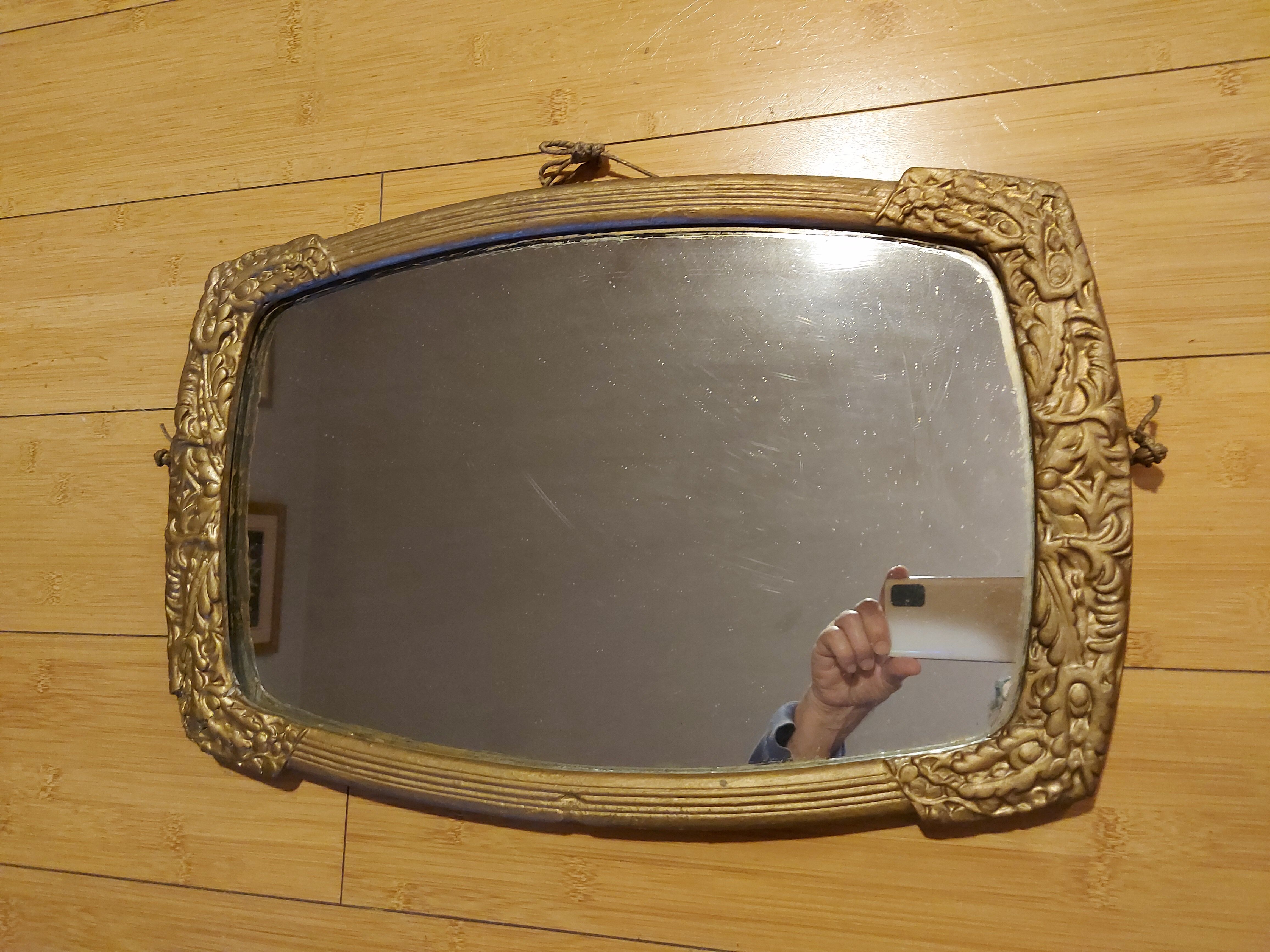 Painted wooden art deco mirror 33 X 51 cm