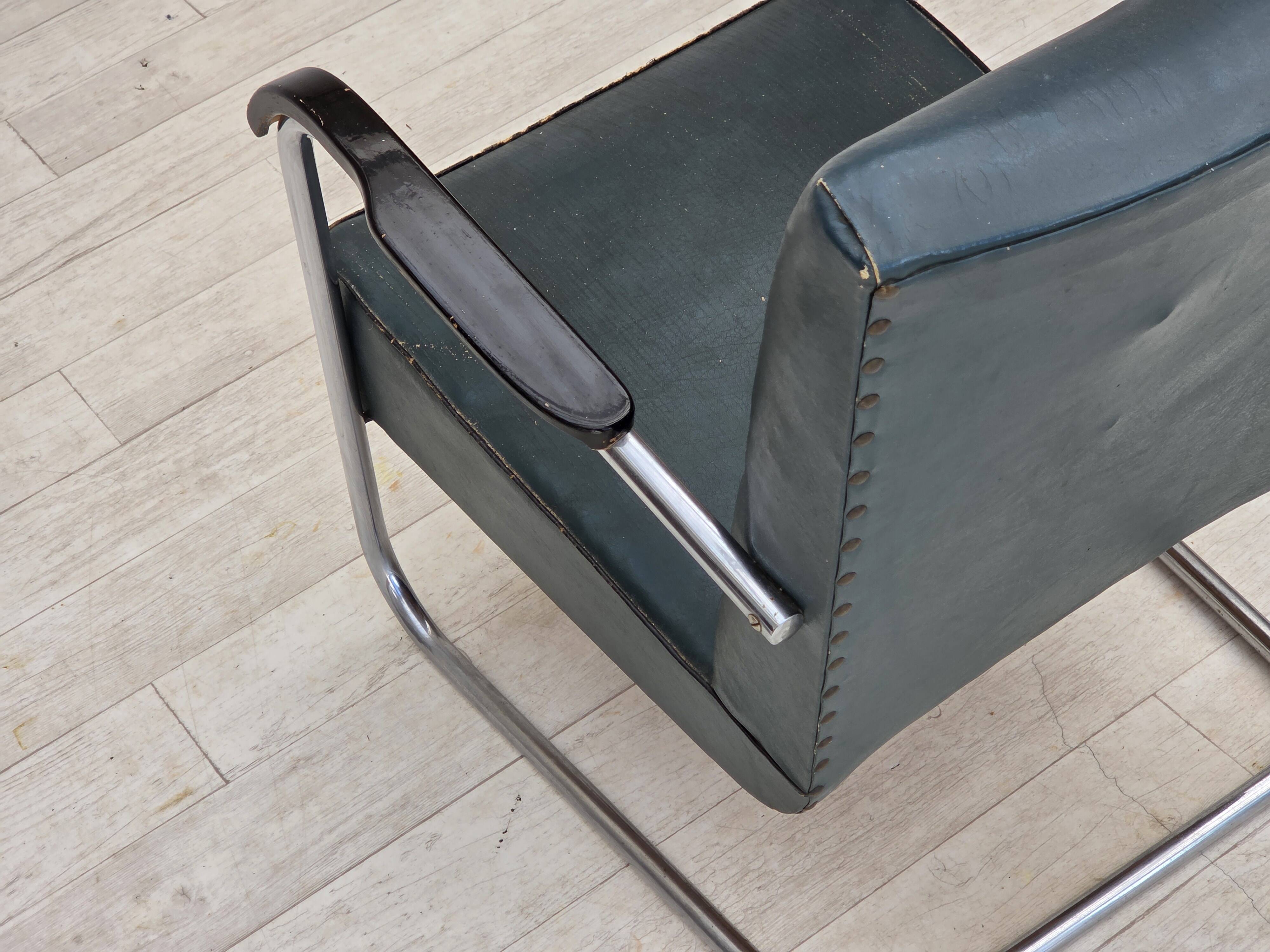 1950s, Scandinavian armchair in Bauhaus style, original condition.