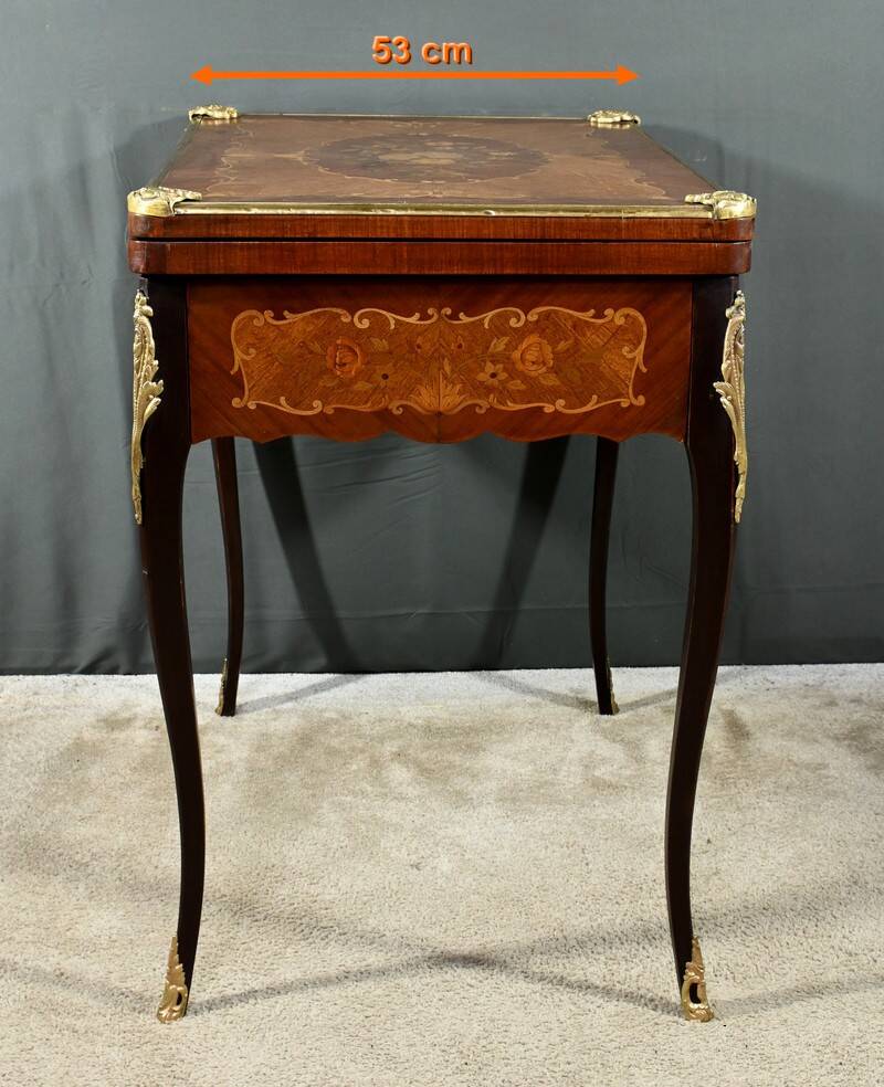 Mahogany Games Table, Louis XV/Louis XVI Transition Style – Late 19th Century