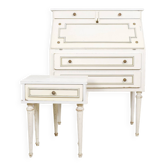 Old white secretary desk with bedside table