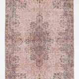 Tapis Rose 266x173 cm Tapis Vintage Rose Pastel, Tapis en Laine Fait Main.