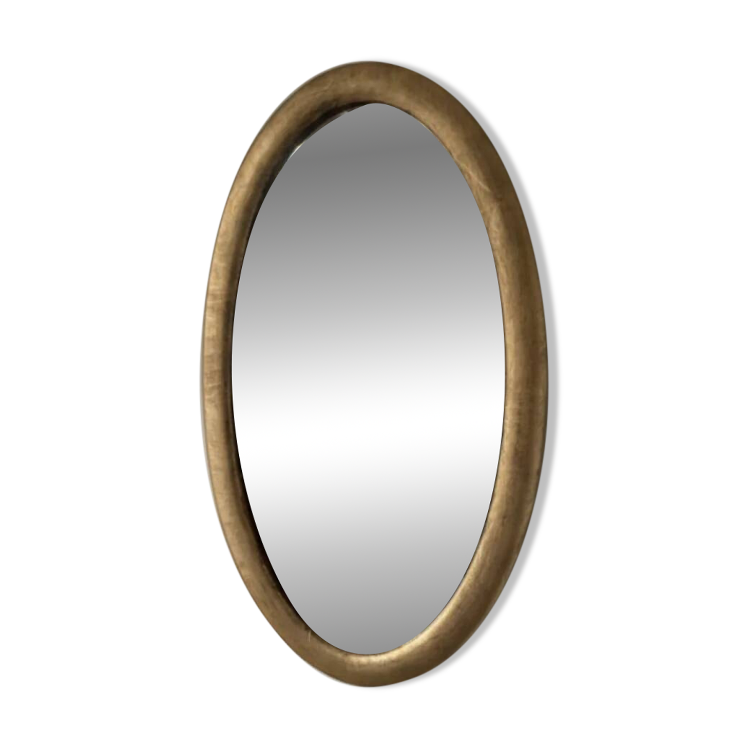 Miroir doré ovale ancien glace biseautée