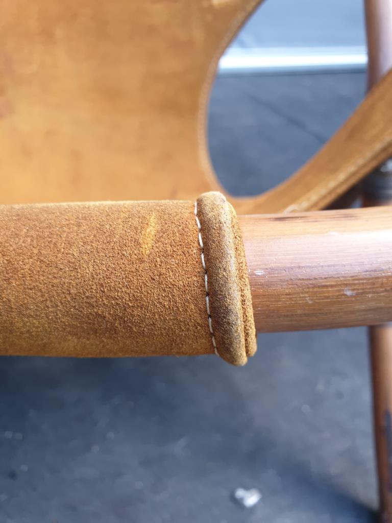 Armchair 1960 bamboo and suede leather