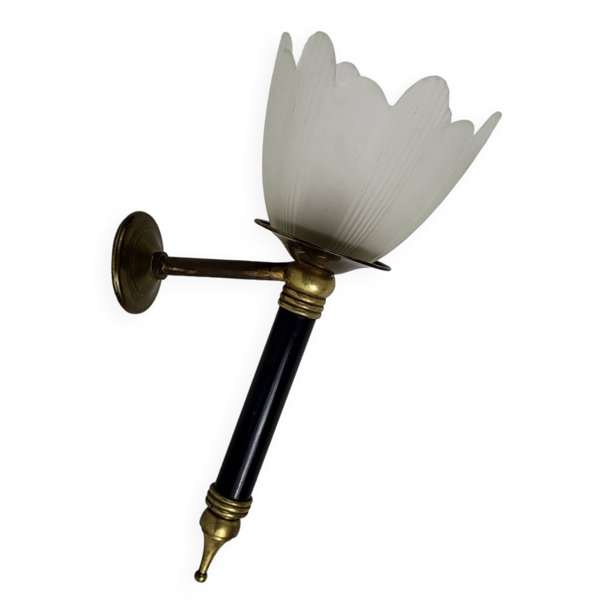 Flambeau Wall Lamp Glass & Brass 1950s