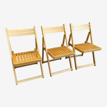 Lot 3 folding chairs vintage wood design