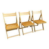 Lot 3 folding chairs vintage wood design