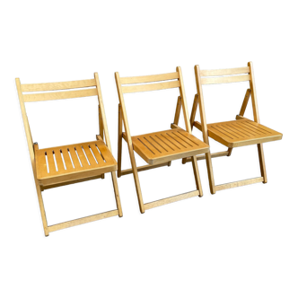 Lot 3 folding chairs vintage wood design