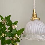 Vintage lampshade pendant lamp in white glass and transaparent
