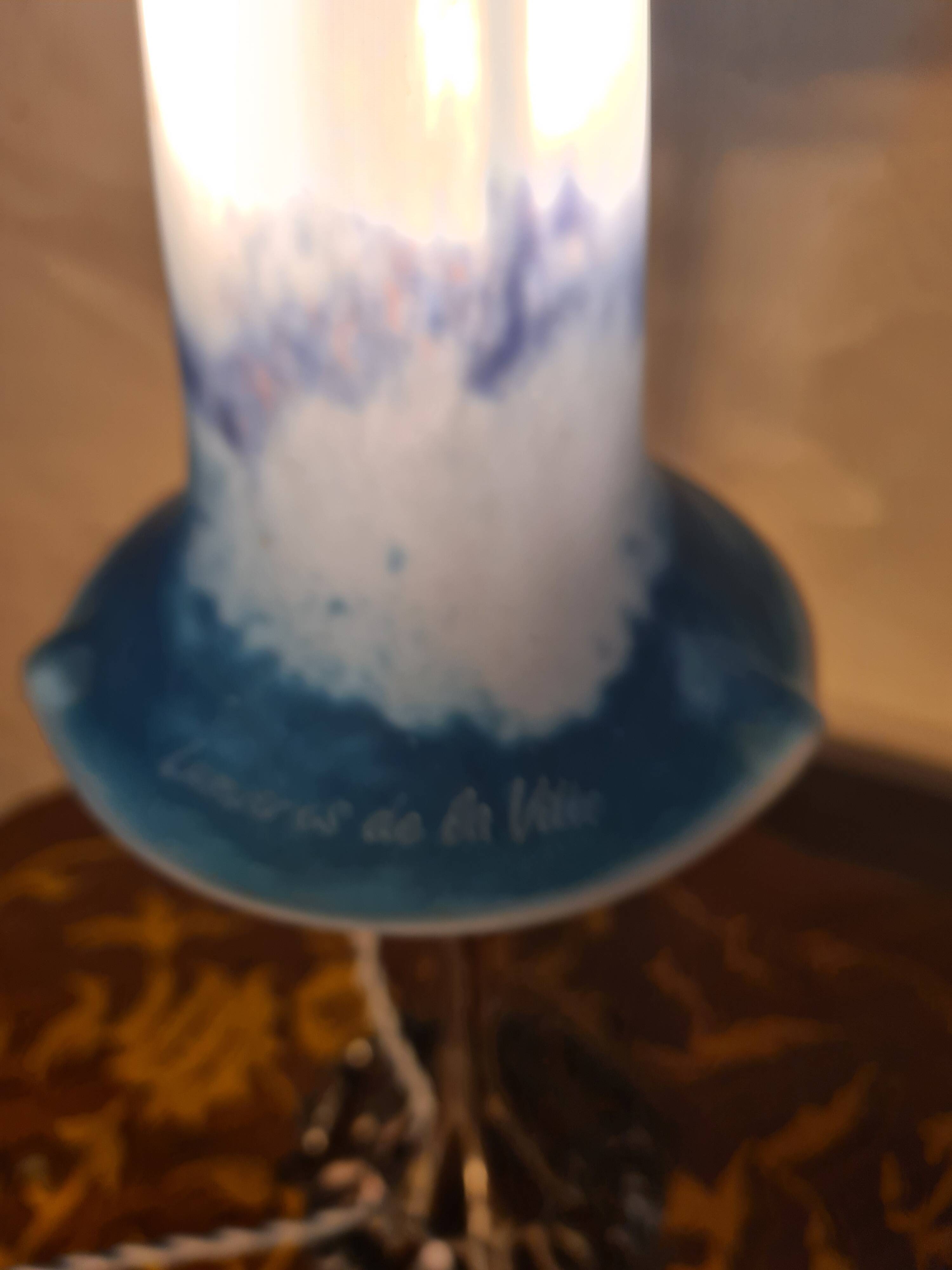 lampe bronze art nouveau tulipe pate de verre signé lumieres de la ville 40