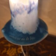 bronze Art Nouveau lamp tulip glass paste signed Lumieres de la Ville 40