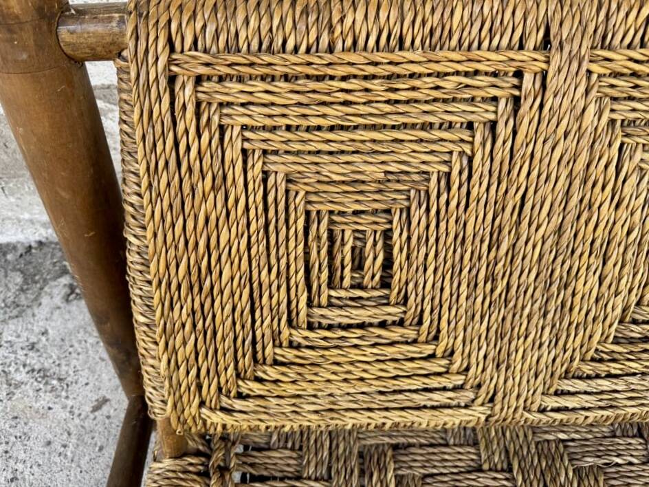 Wooden and rope bench from the 1950s,  Vibo