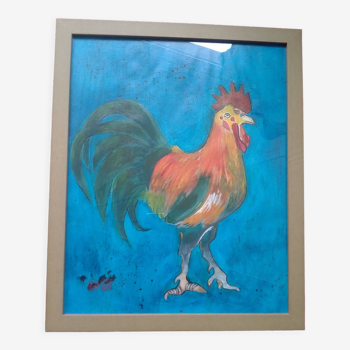 Tableau peinture acrylique coq