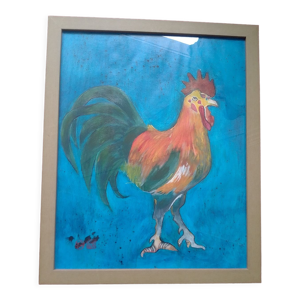 Tableau peinture acrylique coq