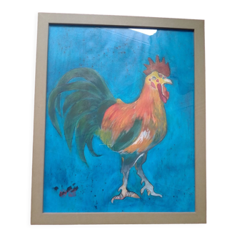 Tableau peinture acrylique coq