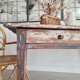 Old patinated farm table with 2 drawers