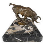 Early 20th century ashtray in patinated bronze and marble.
