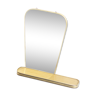Miroir rétroviseur asymétrique 32 x 32 cm vintage en laiton avec tablette