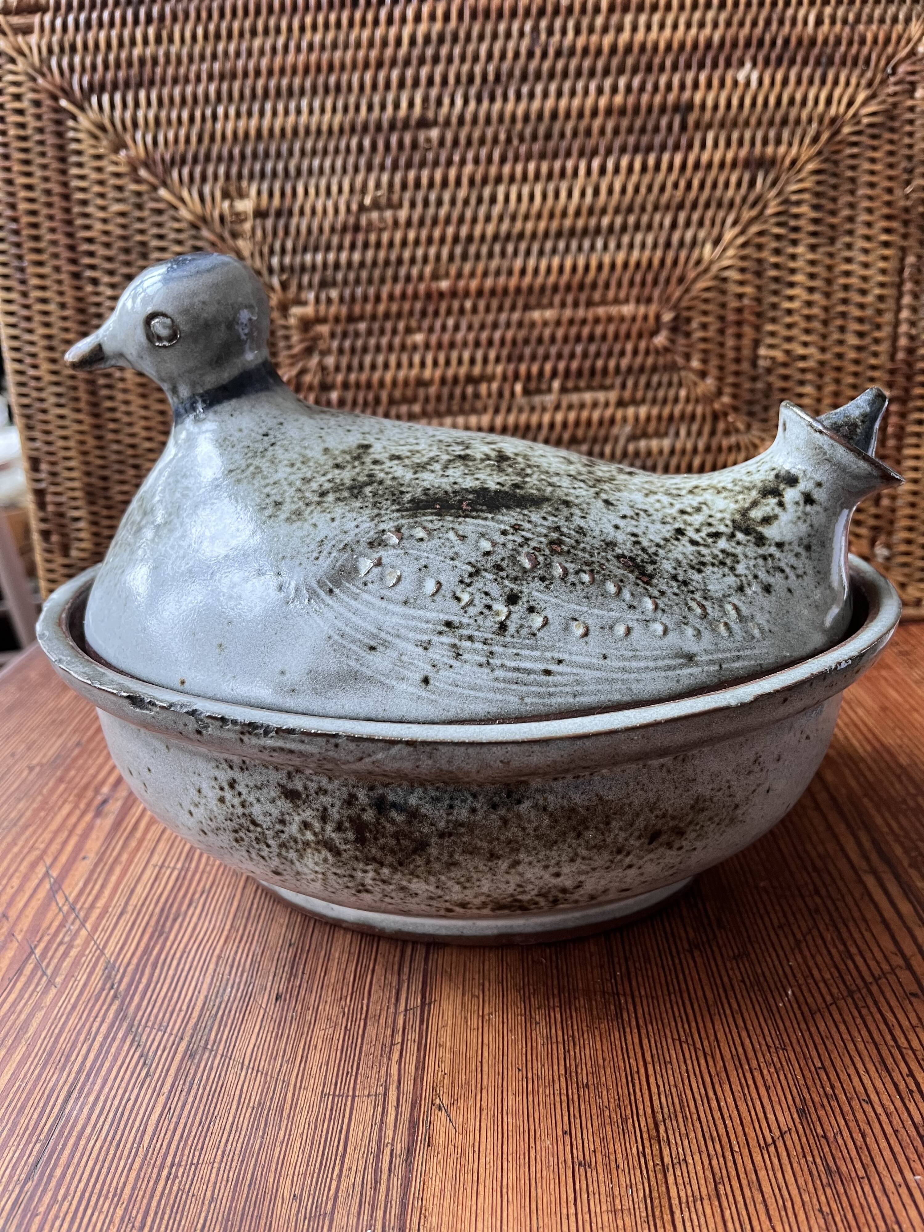 Soupière zoomorphe oiseau Thierry&Chantal Robert Atelier Grés du Loir Poncé