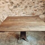 Antique solid oak table on cast iron base – France, 18th century