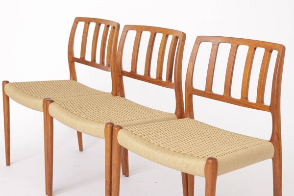 6 chaises Niels Otto Møller modèle 83 – Chaises de salle à manger danoises en teck, années 1970