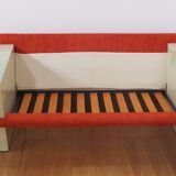 Modular sofa lacquered white and orange fabric