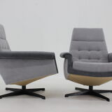1970's Pair of Vintage Swivel Armchairs, Czechoslovakia