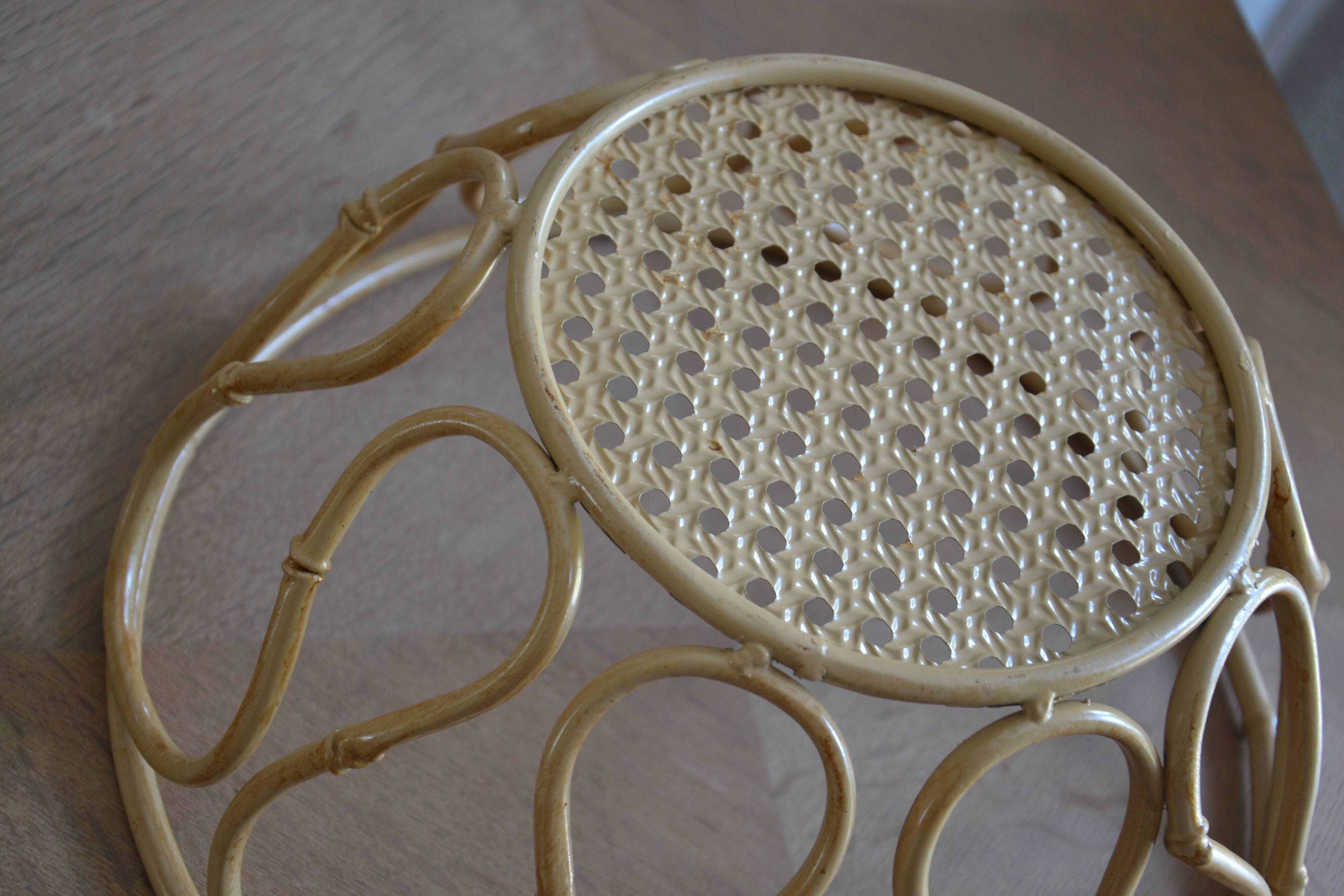 Corbeille, panier à fruits en métal imitant le bambou