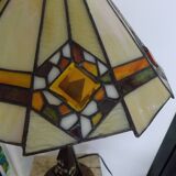Tiffany art deco bronze lamp and stained glass