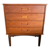 Chest of drawers teak storage furniture and Scandinavian teak veneer 60s