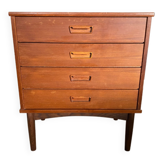 Chest of drawers teak storage furniture and Scandinavian teak veneer 60s